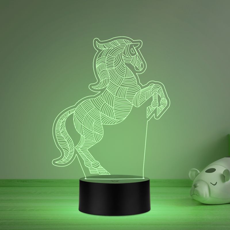 3D Illusion Horse Led Night Lamp 16 Color Changing Light with Remote Control Gifts for Child Baby Boy and Girl